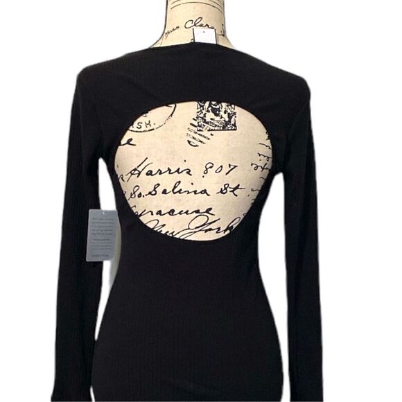 Lush Women's Knitted Long Sleeve Open Back Maxi Dress Black Small NWT - Picture 3 of 7